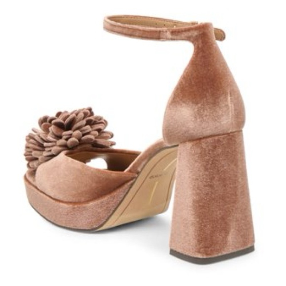 Dolce Vita Women Perel Flower Dark Rose Velvet Platform High Heel - Picture 7 of 9